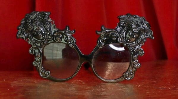 8637 Baroque Faces Black Architect Embellished Sunglasses - Image 2
