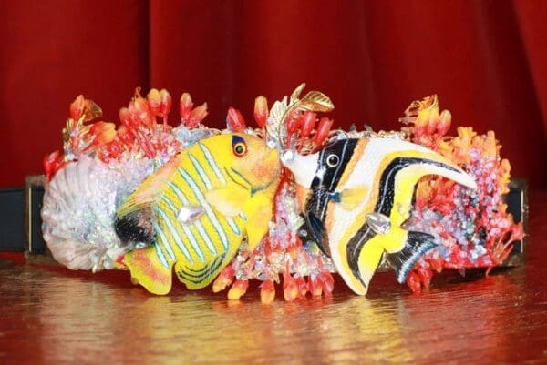 SOLD! 8638 Art Jewelry Nautical Hand Painted Fish Coral Reef Waist Belt Size S, L, M - Image 2