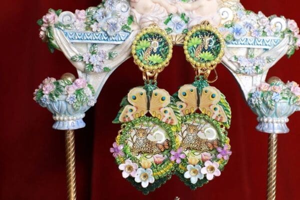A pair of earrings hanging from the ceiling.