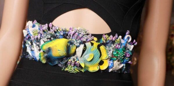 SOLD! 8708 Art Jewelry Nautical Hand Painted Fish Coral Reef Waist Belt Size S, L, M - Image 5