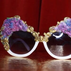 8772 Baroque Lilac flower Cherubs Hand Painted Embellished Embellished Sunglasses