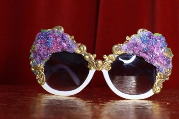 8772 Baroque Lilac flower Cherubs Hand Painted Embellished Embellished Sunglasses