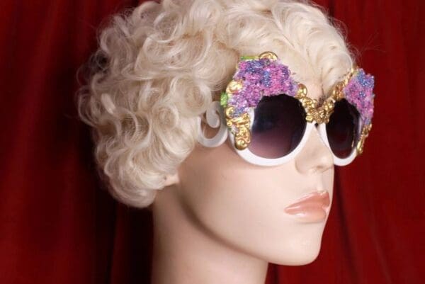 8772 Baroque Lilac flower Cherubs Hand Painted Embellished Embellished Sunglasses - Image 6