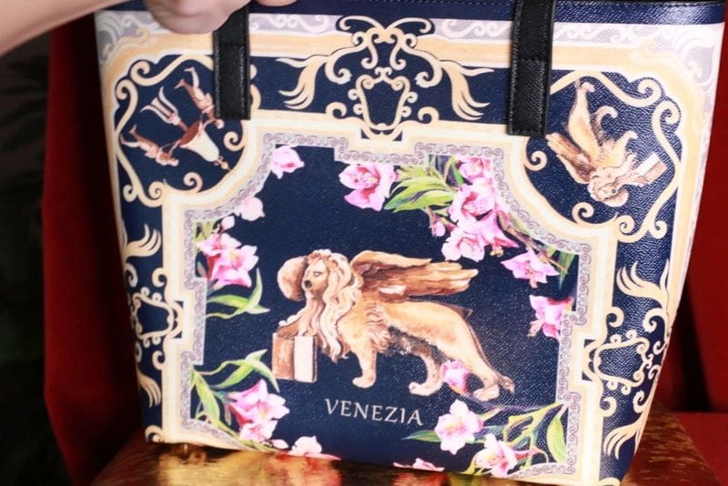 A bag with a picture of venice on it.