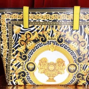 A bag with a picture of a vase on it