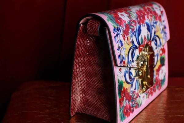 A close up of the side of a purse