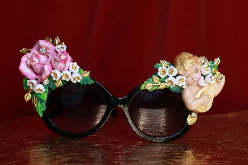 A pair of sunglasses with flowers on them.