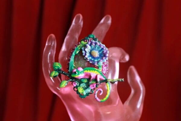9164 Genuine Jasper Colorful Geico Cocktail Adjustable Ring