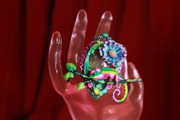9164 Genuine Jasper Colorful Geico Cocktail Adjustable Ring - Image 2