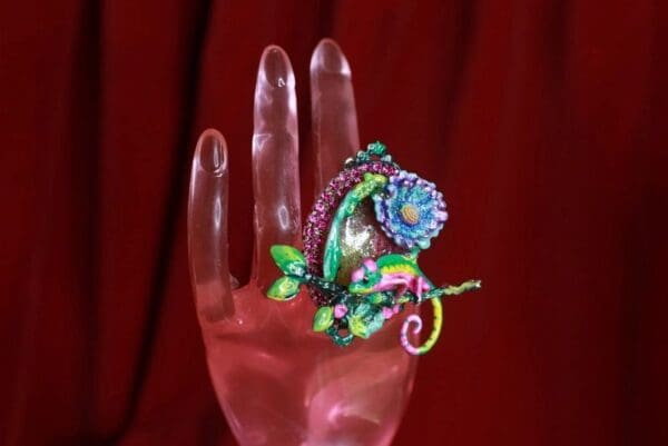 9164 Genuine Jasper Colorful Geico Cocktail Adjustable Ring - Image 4