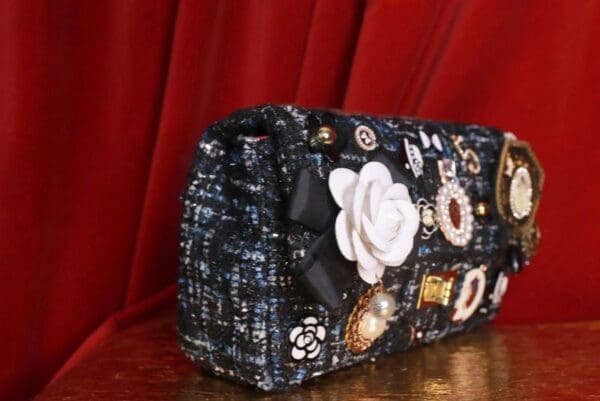 9198Tweed Madam Coco Embellished Handbag Crossbody - Image 4