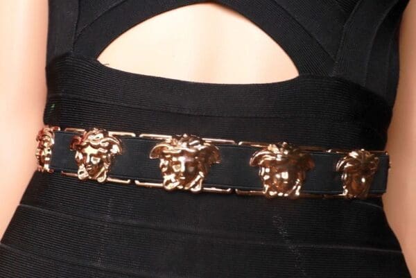 A close up of the back of a woman 's dress