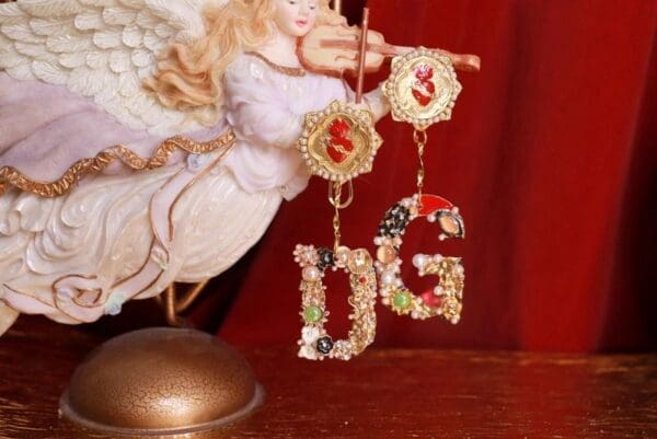 A close up of a christmas angel with decorations