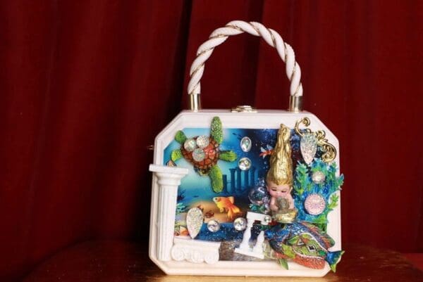 9344 Baroque Boutique Style Aquarium Nautical Embellished Handbag - Image 2