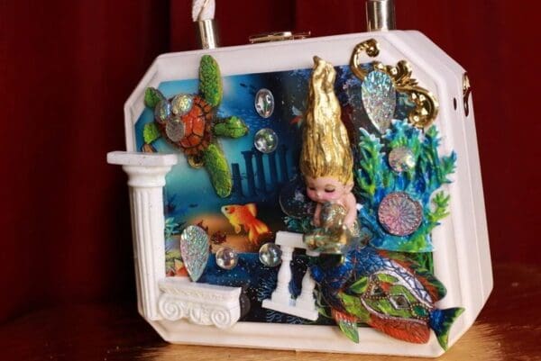 9344 Baroque Boutique Style Aquarium Nautical Embellished Handbag - Image 3