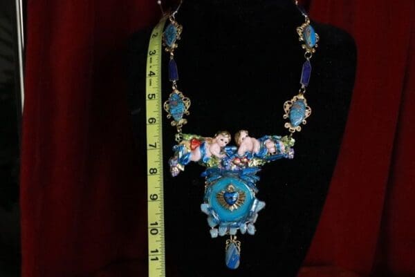 9368 Baroque Cherubs Angels Genuine Solar Quartz Massive Necklace - Image 7