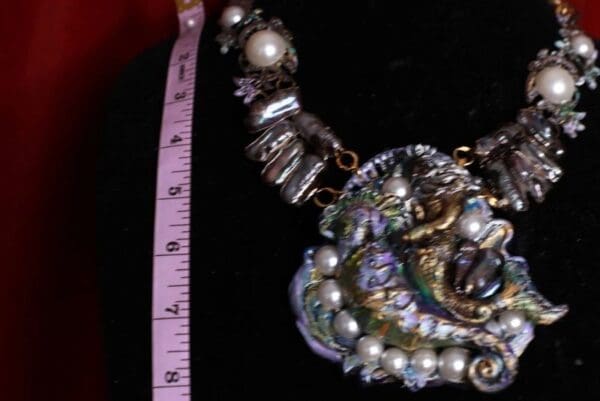 SOLD! 9622 Dark Series Art Jewelry 3D Effect Bronze Patina Black Pearl Genuine Poseidon Neptune Huge Necklace - Image 3