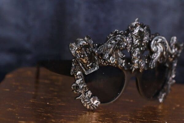 A close up of the ring on the table