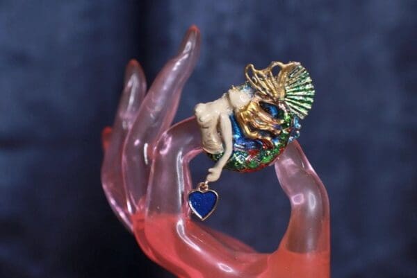 SOLD! 9867 Enamel Mermaid Adjustable Cocktail Ring - Image 3