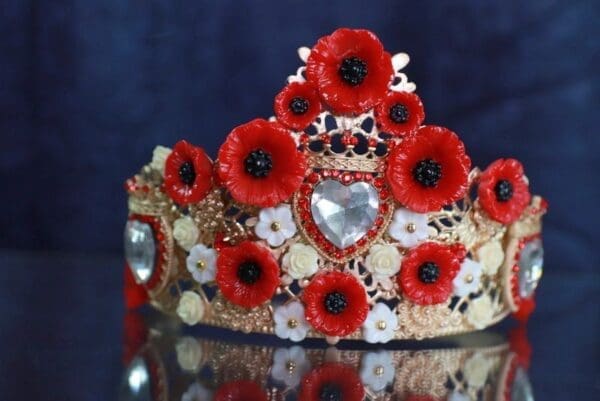 10119 Baroque Sicilian Poppy Sacred Hearts Headband - Image 2