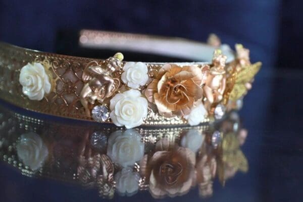 10122 Baroque Cherubs Gold Filigree Headband - Image 2