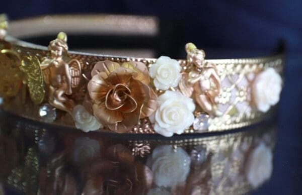 10122 Baroque Cherubs Gold Filigree Headband - Image 3