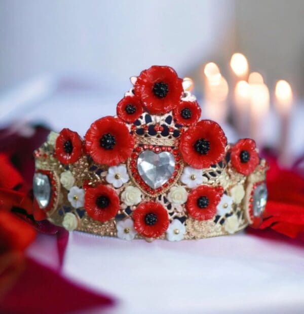 10119 Baroque Sicilian Poppy Sacred Hearts Headband