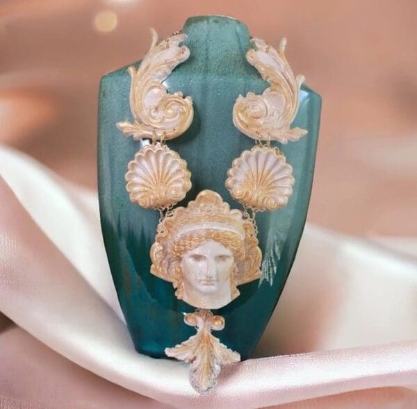 A close up of a person wearing jewelry