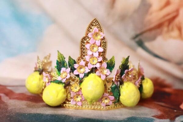 SOLD! 10220 Vivid Sicilian Lemon Baroque Headband Crown - Image 2