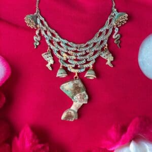 A necklace with many charms on it