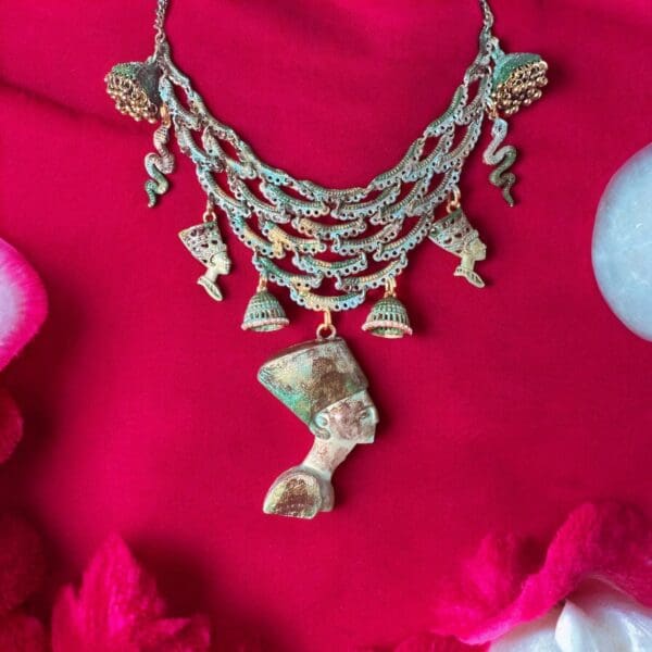 A necklace with many charms on it