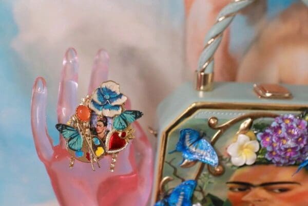 10268 Frida Kahlo Butterfly Massive Adjustable Cocktail Ring - Image 3