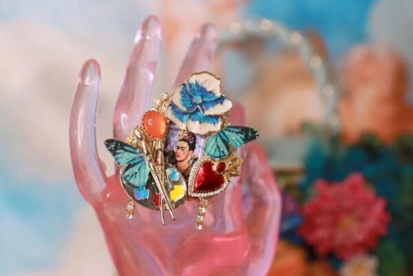 10268 Frida Kahlo Butterfly Massive Adjustable Cocktail Ring - Image 5