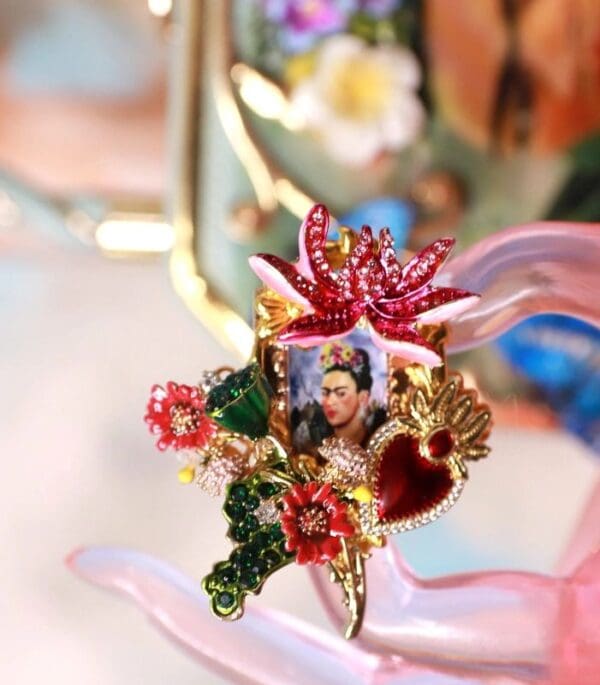 SOLD! 10268 Frida Kahlo Flowers Massive Adjustable Cocktail Ring - Image 4