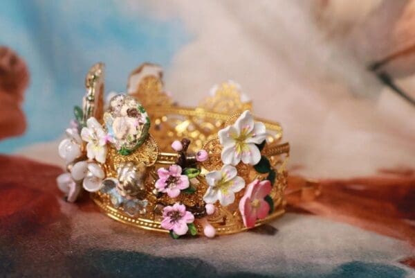 SOLD! 10280 Baroque Bridal Cherubs Flowers Headband Crown - Image 6