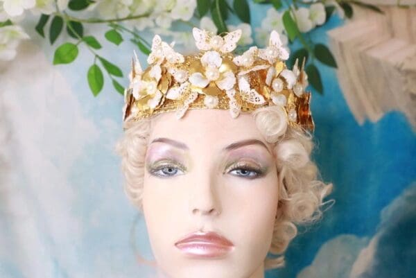 10340 Bridal Butterfly Pearl Baroque Headband Crown - Image 5