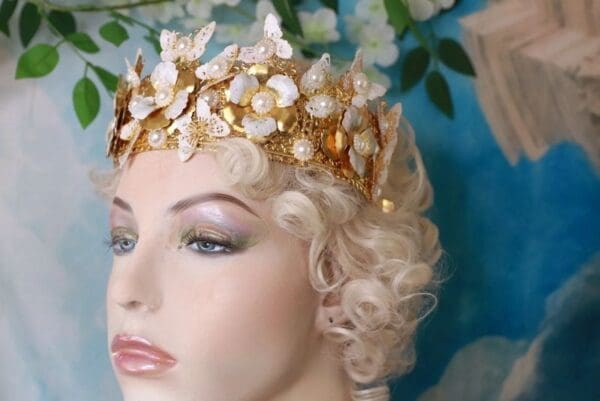 10340 Bridal Butterfly Pearl Baroque Headband Crown - Image 6