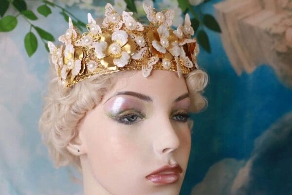 10340 Bridal Butterfly Pearl Baroque Headband Crown - Image 7