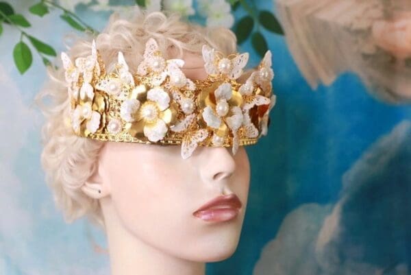 10340 Bridal Butterfly Pearl Baroque Headband Crown - Image 8