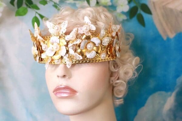 10340 Bridal Butterfly Pearl Baroque Headband Crown - Image 9