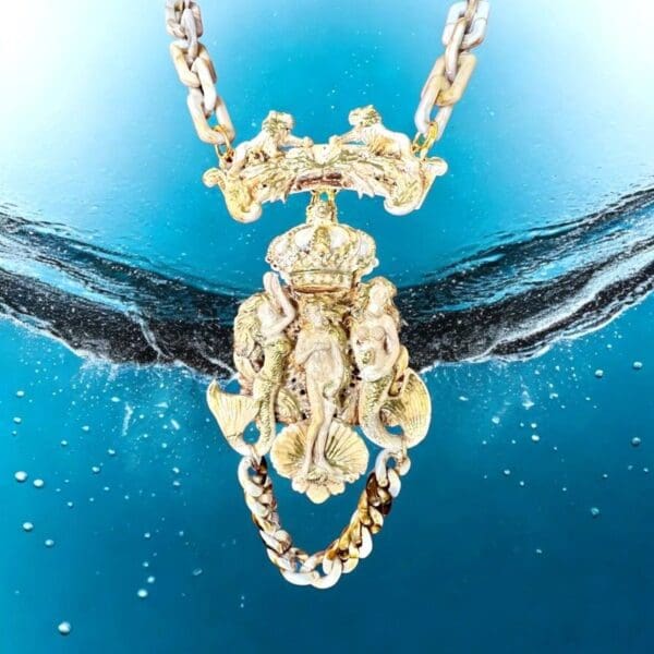 SOLD! 10356 Wooden effect Birth Of Venus Large Necklace - Image 2