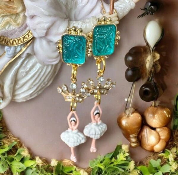 A close up of some earrings on a table