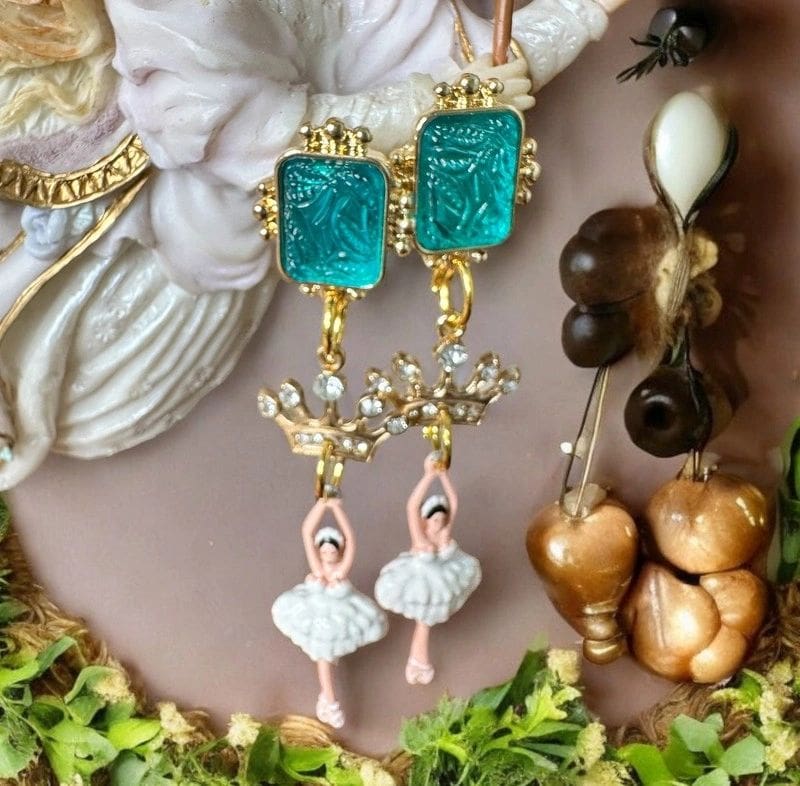 A close up of some earrings on a table