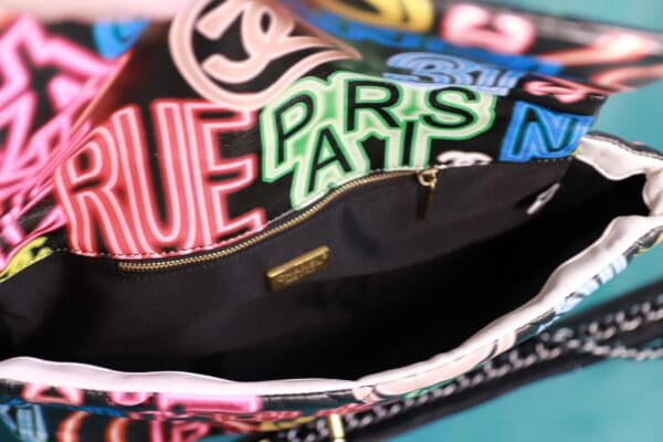 A close up of the inside of a purse