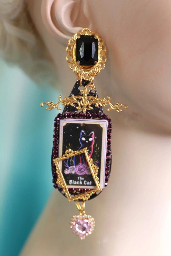 A close up of a person wearing earrings