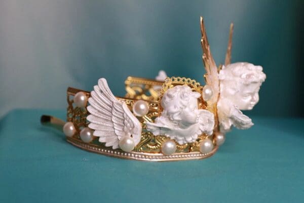 SOLD! 10492 White Chubby Cherubs Tall Crown Headband - Image 2