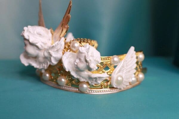 SOLD! 10492 White Chubby Cherubs Tall Crown Headband - Image 4