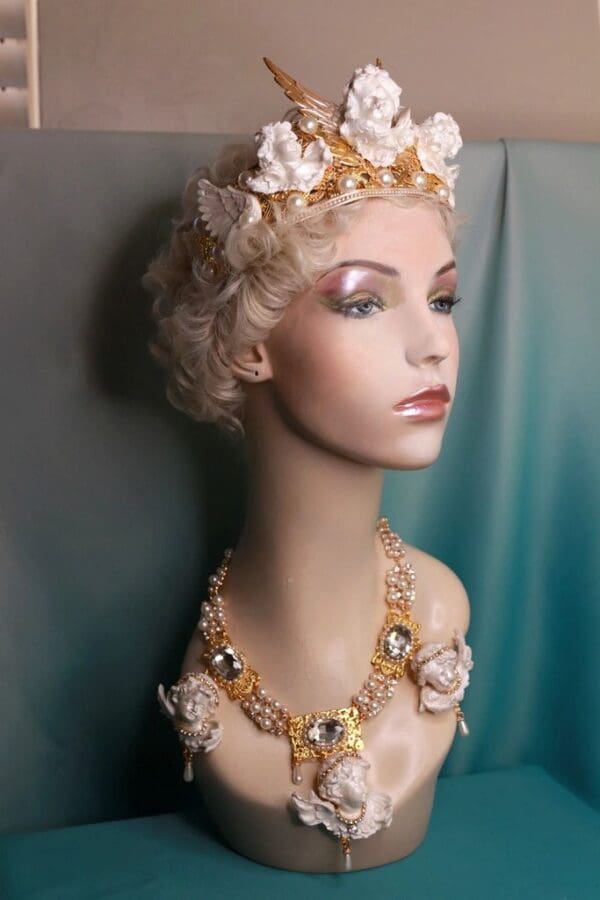 SOLD! 10492 White Chubby Cherubs Tall Crown Headband - Image 6