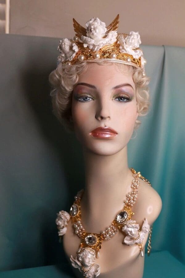 SOLD! 10492 White Chubby Cherubs Tall Crown Headband - Image 7