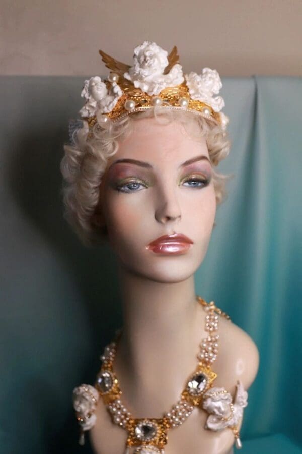 SOLD! 10492 White Chubby Cherubs Tall Crown Headband - Image 9